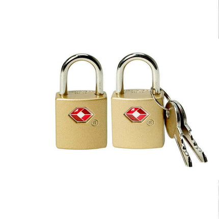 Protege 2 Pack Travel Suitcase Metal Luggage Locks with Keys, Brass & Gold