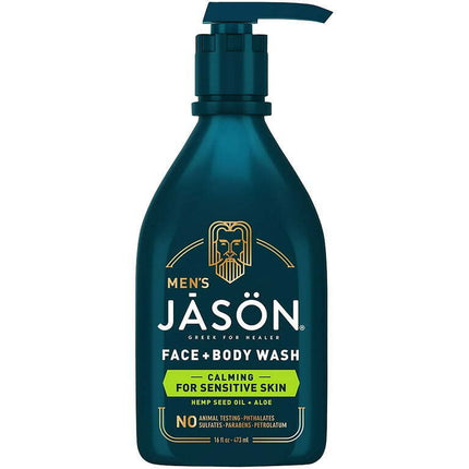 Jason Men's Calming for Sensitive Skin Face + Body Wash, 16 fl oz