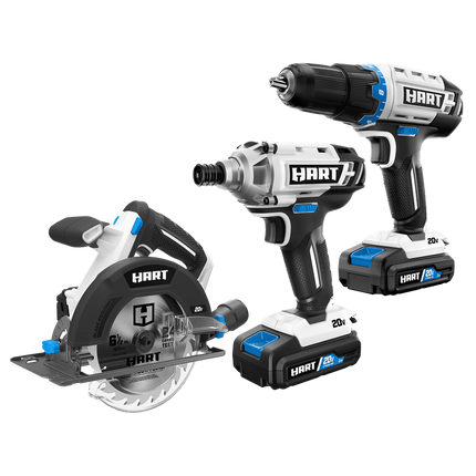 HART 20-Volt 3-Tool Combo Kit (2) 2.0Ah Lithium-Ion Batteries