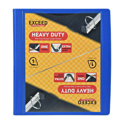 Exceed 1 inch Heavy-Duty Binder, 3 Slant D-Ring, Blue