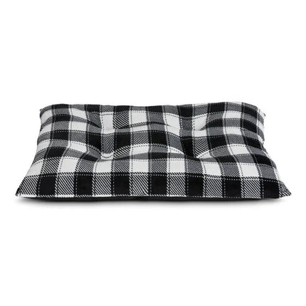 Vibrant Life Medium Dog Bed, Plush Tufted White Buffalo Plaid
