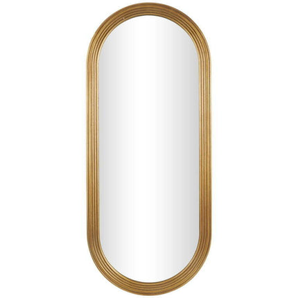 DecMode 22" x 51" Brown Oval Wall Mirror with Dimensional Carved Frame