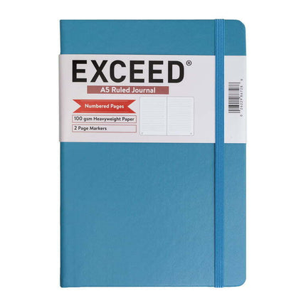 Exceed A5 Ruled Journal, Blue Linen, 120 Sheets, 100 GSM