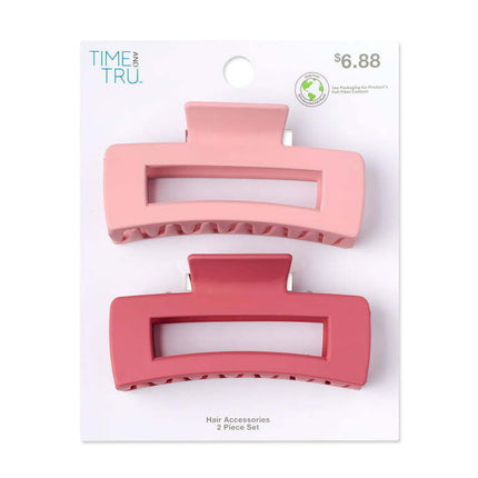 Time and Tru Women's Adult Women's Claw Clips, 2-Pack Pink