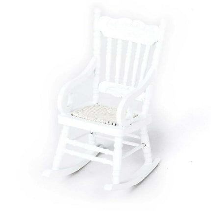 1/12 Miniature Wooden Rocking Chair Model (White)