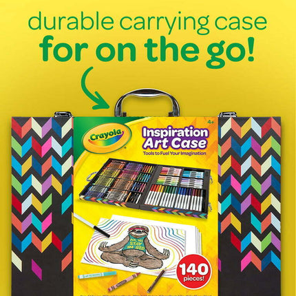 Crayola Assorted Zigzag Inspiration Art Case, 140 Piece, Art Set for Kids