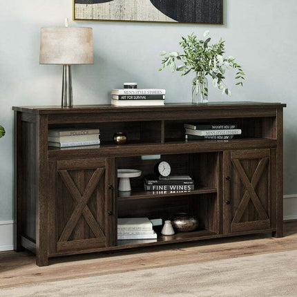 BELLEZE TV Stand Media Entertainment Center Console - Corin (Dark Walnut)