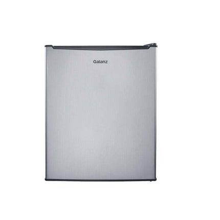 Galanz 2.7 Cu ft One Door Mini Fridge, Stainless Steel Look, New, Width 19.1"