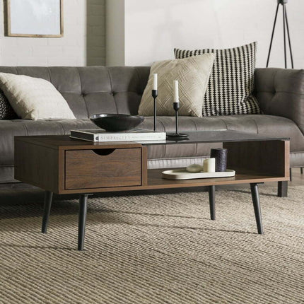 Bellamy Studios Booker Single-Drawer Wood/Glass Coffee Table, Multiple Finishes