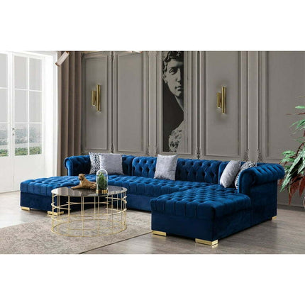 Bianco Velvet Navy Double Chaise Sectional