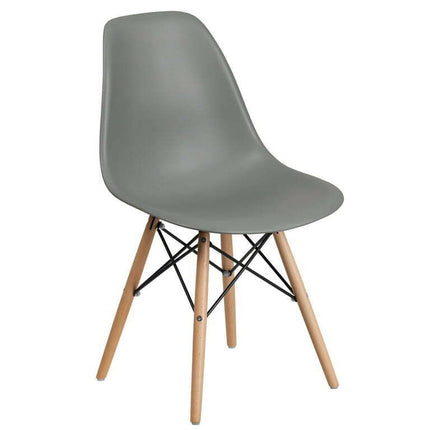 Flash Furniture Elon Series Moss Gray Plastic Chair with Wooden Legs