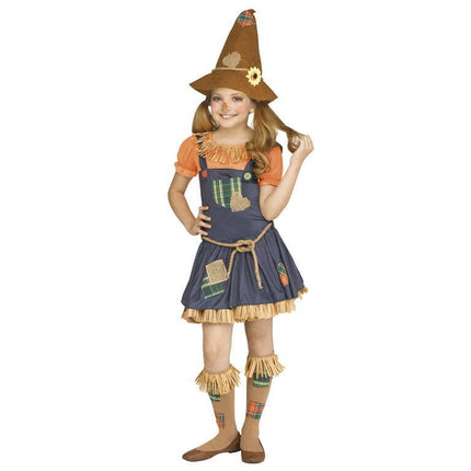 Fun World Scarecrow Multi-Color Halloween Costume Set, Big Girls Female Child