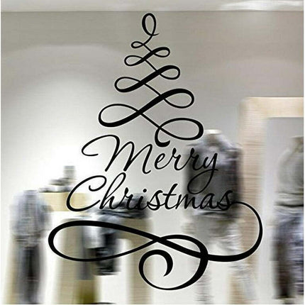 Decal ~ Christmas Decal ~ Merry Christmas Tree ~ Wall or Window Decal (Black)