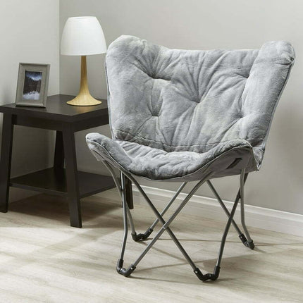 Mainstays Adults Faux Fur Butterfly Chair, Gray