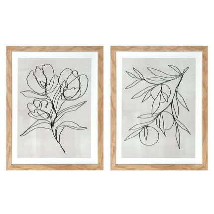 Crystal Art Gallery Contemporary Botanical Set of 2 Framed Prints, Neutrals