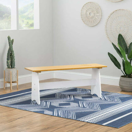 Linon Kasey Backless Dining Bench with Storage, Honey/White