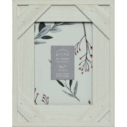 Prinz Bakersfield 5-inch by 7-inch Rustic Tabletop Picture Frame, Barn White