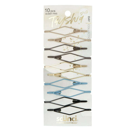 Tayshia by Scunci Diamond-Shaped Open-Center Bobby Pins, Assorted Colors, 10 Ct