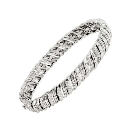 Women's Finecraft Tennis Bracelet with Diamonds in Rhodium-Plated Bronze, 7"