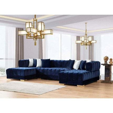 Ariana Blue Velvet Double Chaise Sectional