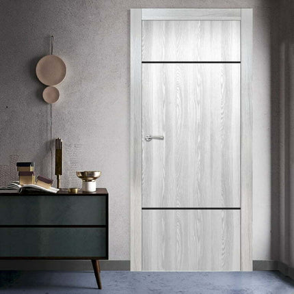 Valusso Design Prefinished Door Slab Largo Ice Maple Night Lines 28X80