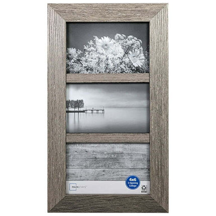 Mainstays 4x6 3-Opening Beveled Gallery Collage Picture Frame, Rustic Gray