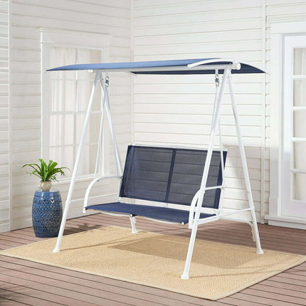 Mainstays Canopy Steel Porch Swing - Blue/White