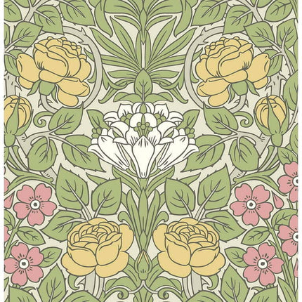 NextWall Honey Bee & Posy Pink Vintage Rose Peel and Stick Wallpaper