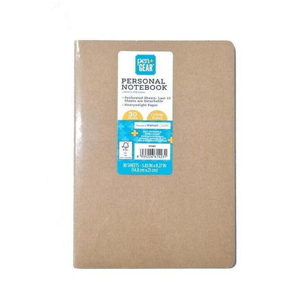 Pen+Gear Personal Notebook, College Ruled, 30 Sheets, Brown