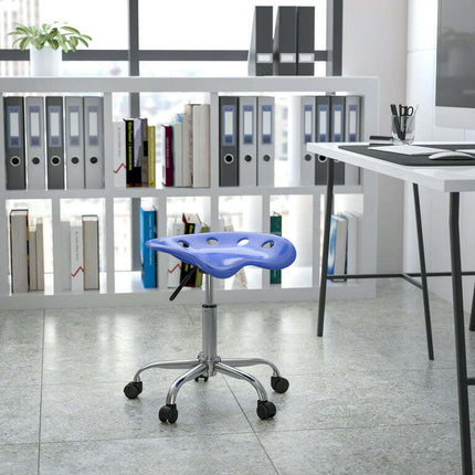 Flash Furniture Vibrant Nautical Blue Tractor Seat and Chrome Stool