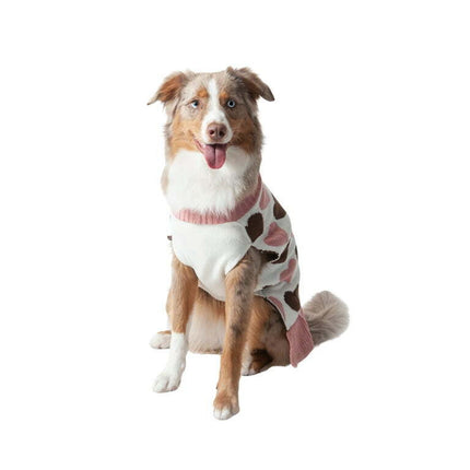 Vibrant Life Winter Dog and Cat Clothes Pink Hearts Sweater, Small