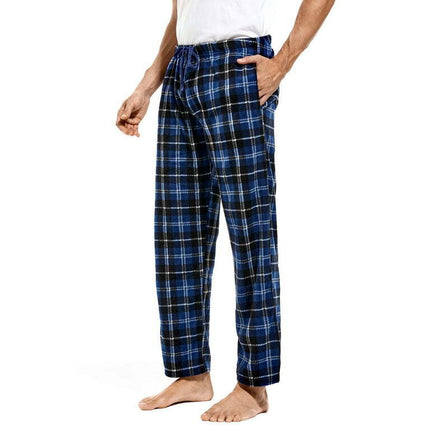 DG Hill Mens Sleep Pants, Fleece Pajama Bottoms with Pockets, Plaid or Camo