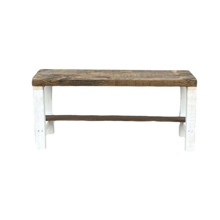Woven Paths Rustic Bella Solid Wood Entryway Accent Bench, Dark Brown and White