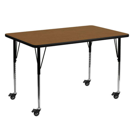 Emma + Oliver Mobile 30x60 Oak HP Laminate Adjustable Activity Table