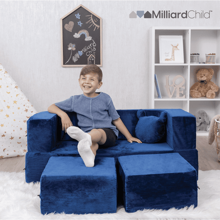 Milliard Kids Couch - Modular Kids Sofa for Toddler and Baby (Navy Blue)
