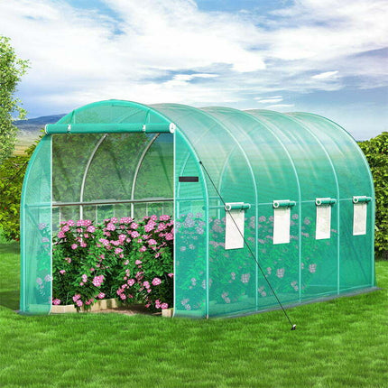 BENTISM Walk-in Tunnel Greenhouse Galvanized Frame & Waterproof Cover 15x7x7 ft