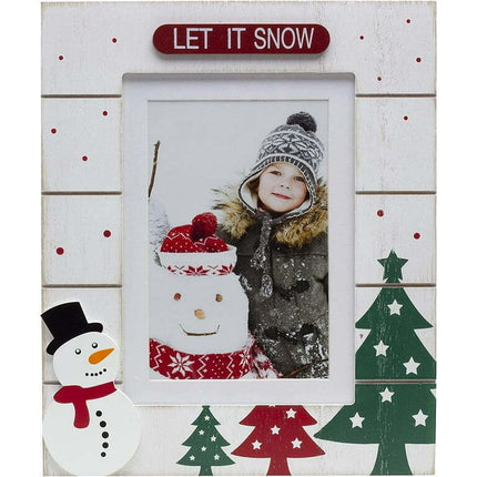 Fine Photo Gifts 4" x 6" or 5" x 7" Let It Snow Winter Wood Single Picture Frame
