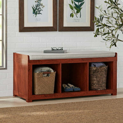 Better Homes & Gardens 3-Cube Storage Bench, Mahogany