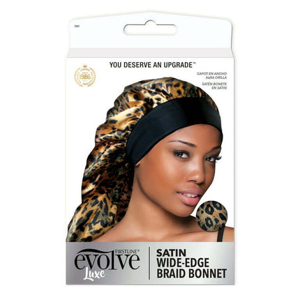 Evolve Large Satin Braid Bonnet, Leopard, 1 Count