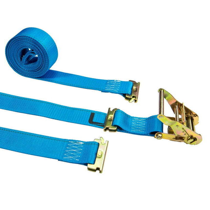 2" x 20' Blue E-Track Ratchet Strap w/ Double-Fitted End