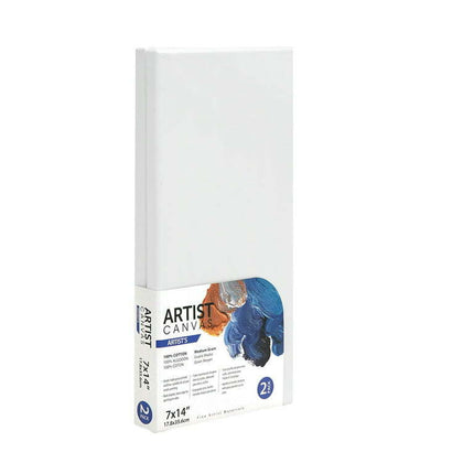 Artist Stretched Canvas, 100% Cotton Acid Free White Canvas, 7"X14", 2 Pieces