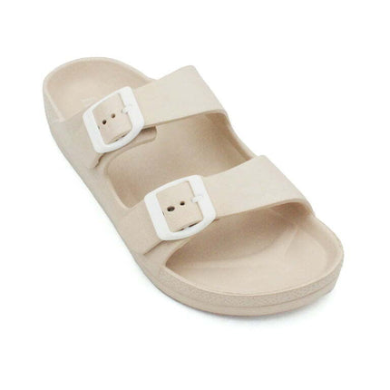 LAVRA Women Double Buckle Sandals EVA Adjustable Rubber Slides