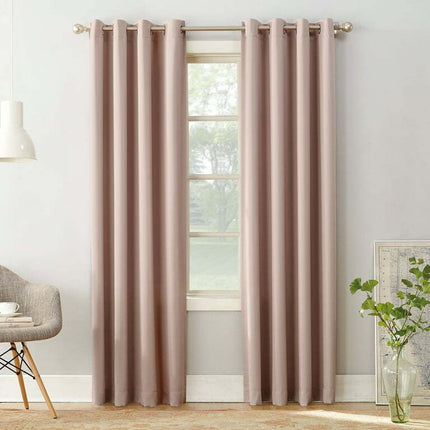 Sun Zero Madison Room Darkening Grommet Curtain Panel, 54"x63", Blush