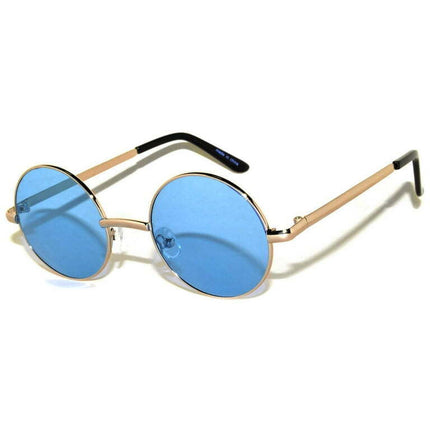 Round Sunglasses - Small (43mm) Gold Frame / Blue Lens