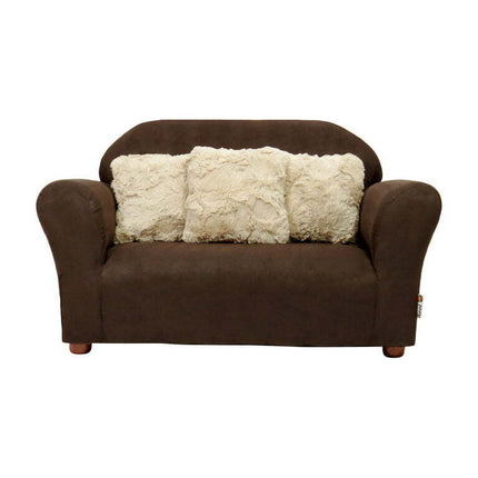 Keet Plush Kids Sofa with Accent Pillows - Brown