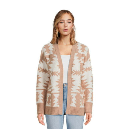 No Boundaries Juniors’ Jacquard Cardigan Sweater, Midweight, Sizes XS-3XL