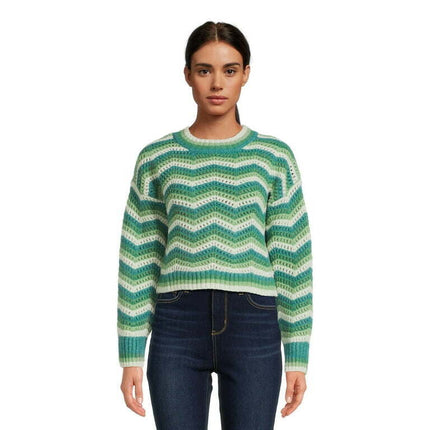 Wild Skye Juniors Drop Shoulder Crewneck Pullover with Long Sleeves, Sizes S-XL