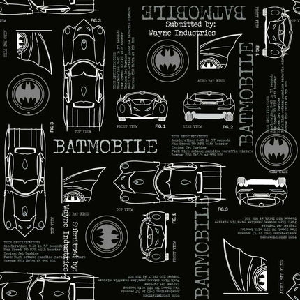 Batmobile Blueprint Peel And Stick Wallpaper