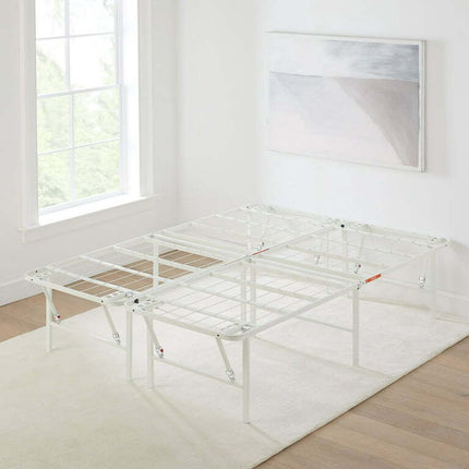 Mainstays 14" High Profile Foldable Steel Full Platform Bed Frame, White