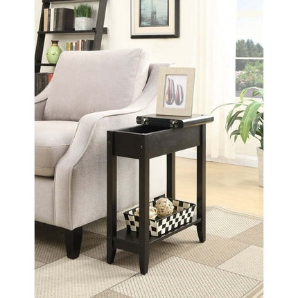 Convenience Concepts American Heritage Flip Top End Table, Black